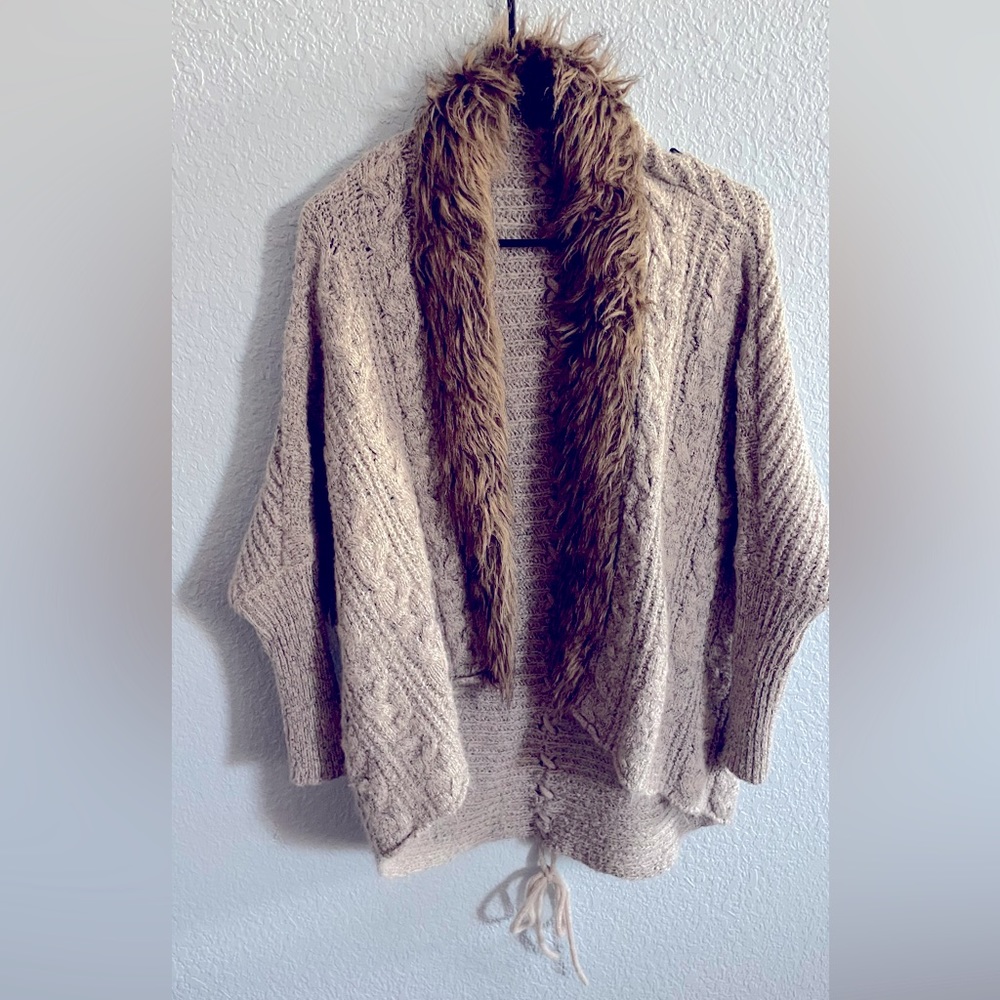 Fur lined cardigan